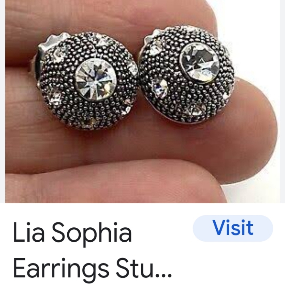 Lia Sofia Rhinestone Silver Earrings - image 3